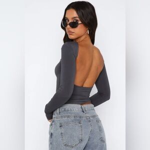 Ever Since Then Long Sleeve Top Charcoal